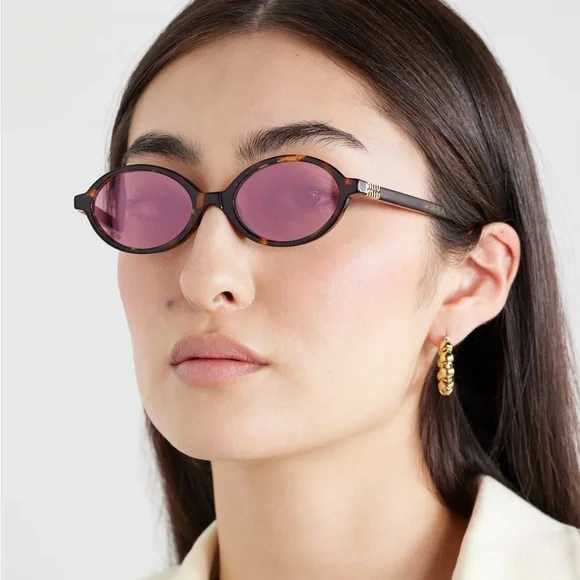 NEW MIU MIU MU04ZS VAU50D OVAL HAVANA PINK WOMEN SUNGLASSES  display picture 1